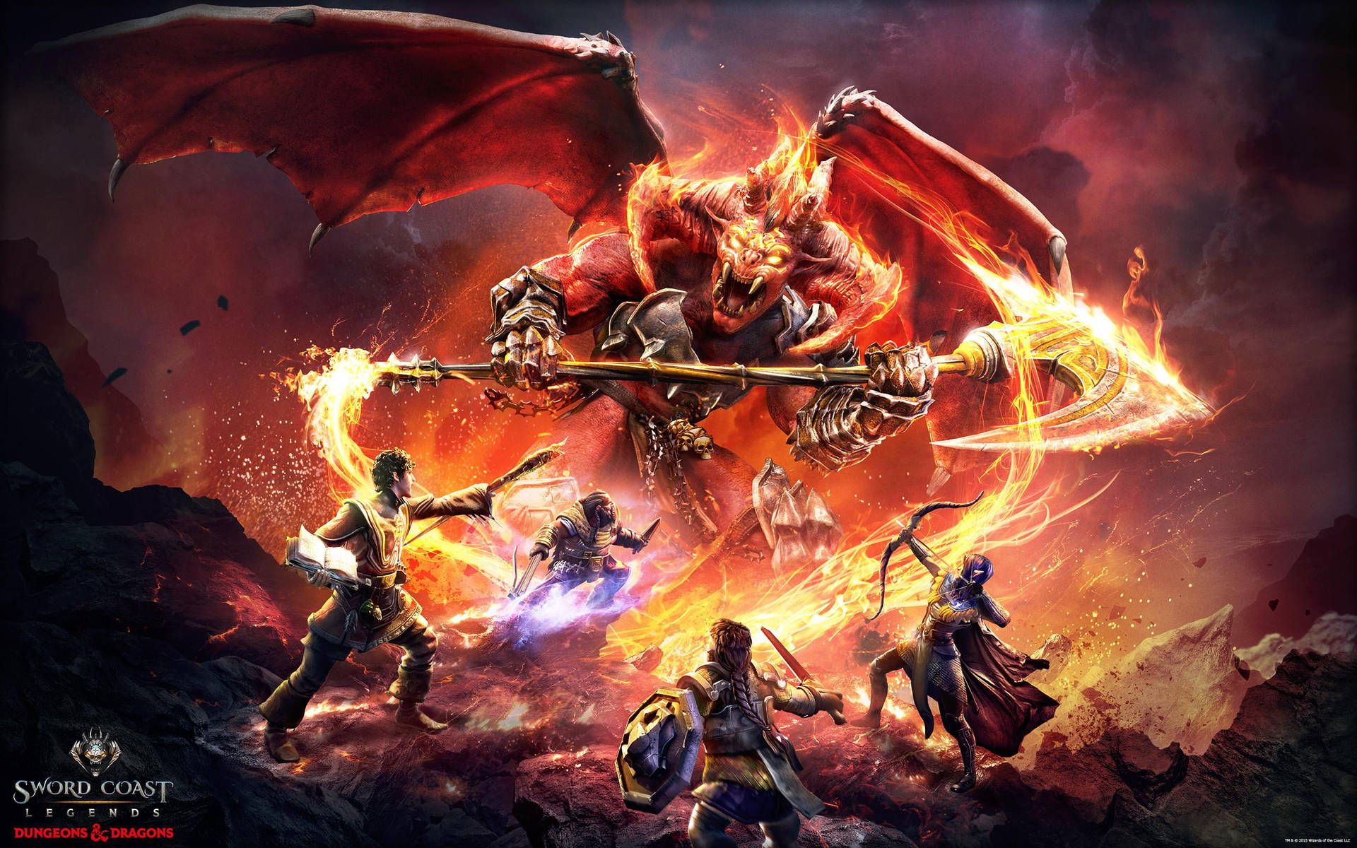 Dnd Heroes Against Red Dragon Poster Background