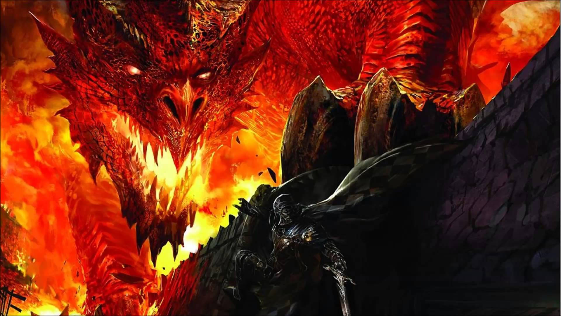 Dnd Red Dragon And Eldritch Knight Face Off Background