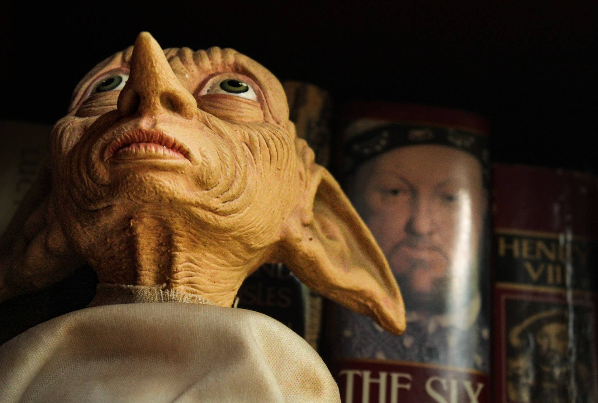 Dobby The Elf Sculpture Low Angle Background