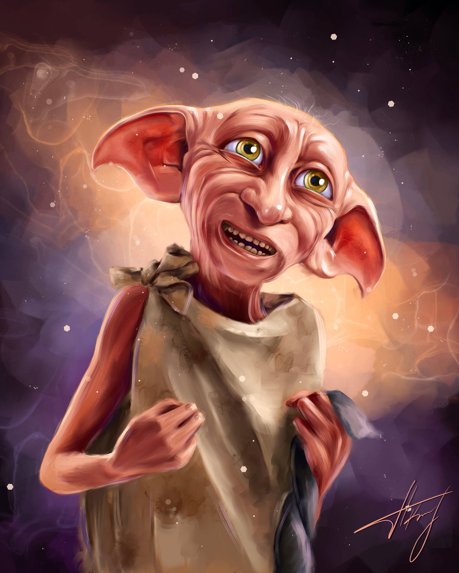 Dobby With Sock Harry Potter Galaxy Fanart Background