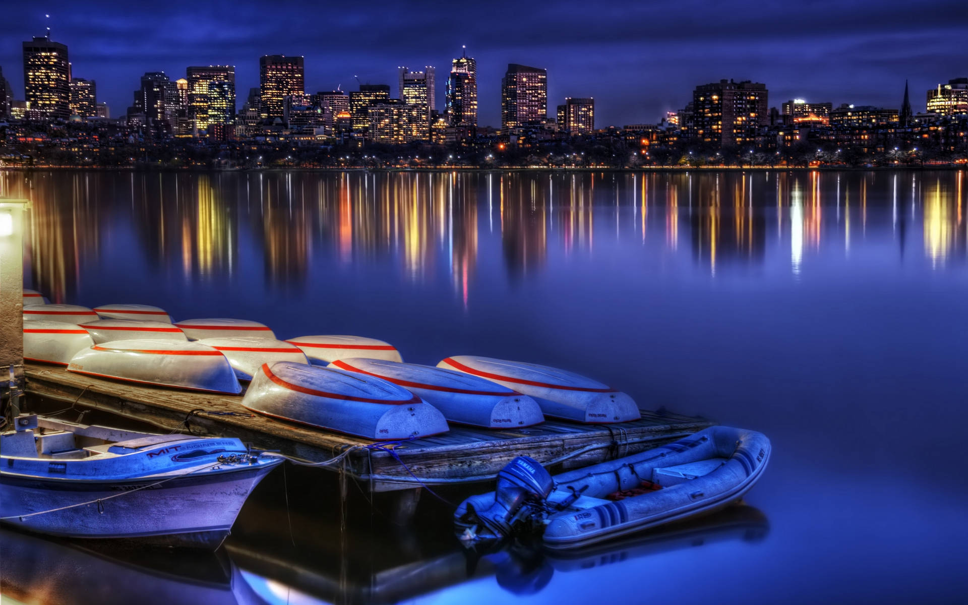 Docked Boats In Boston Background