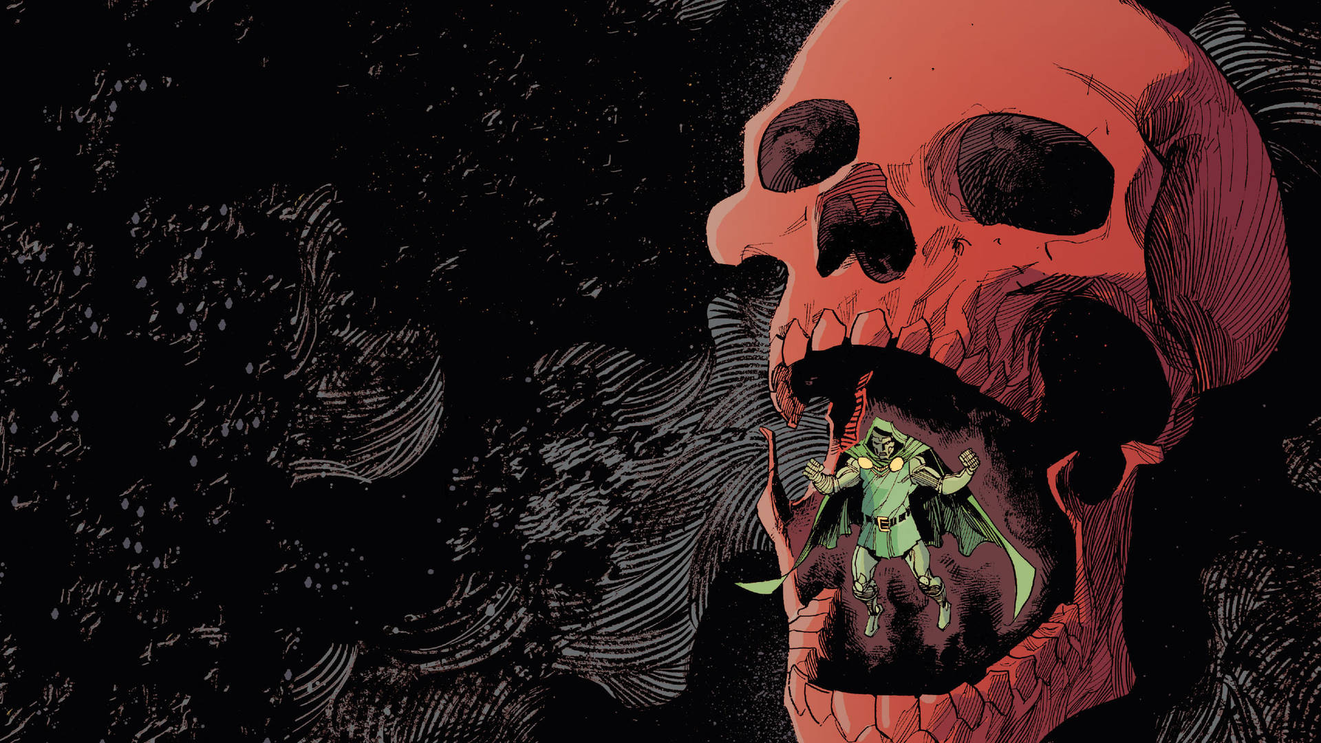 Doctor Doom And Skull Background
