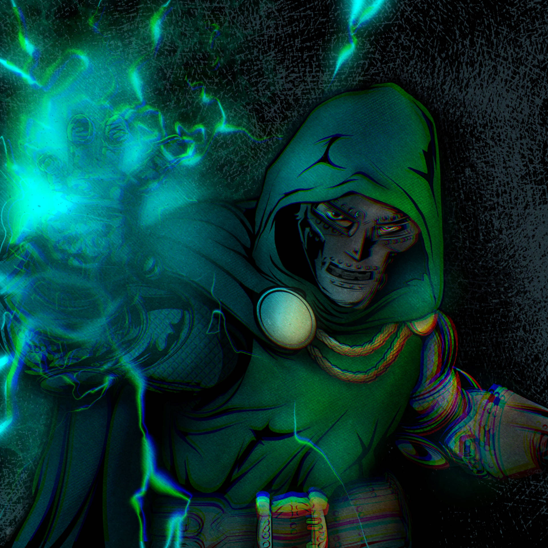 Doctor Doom Glowing Green Flash Background