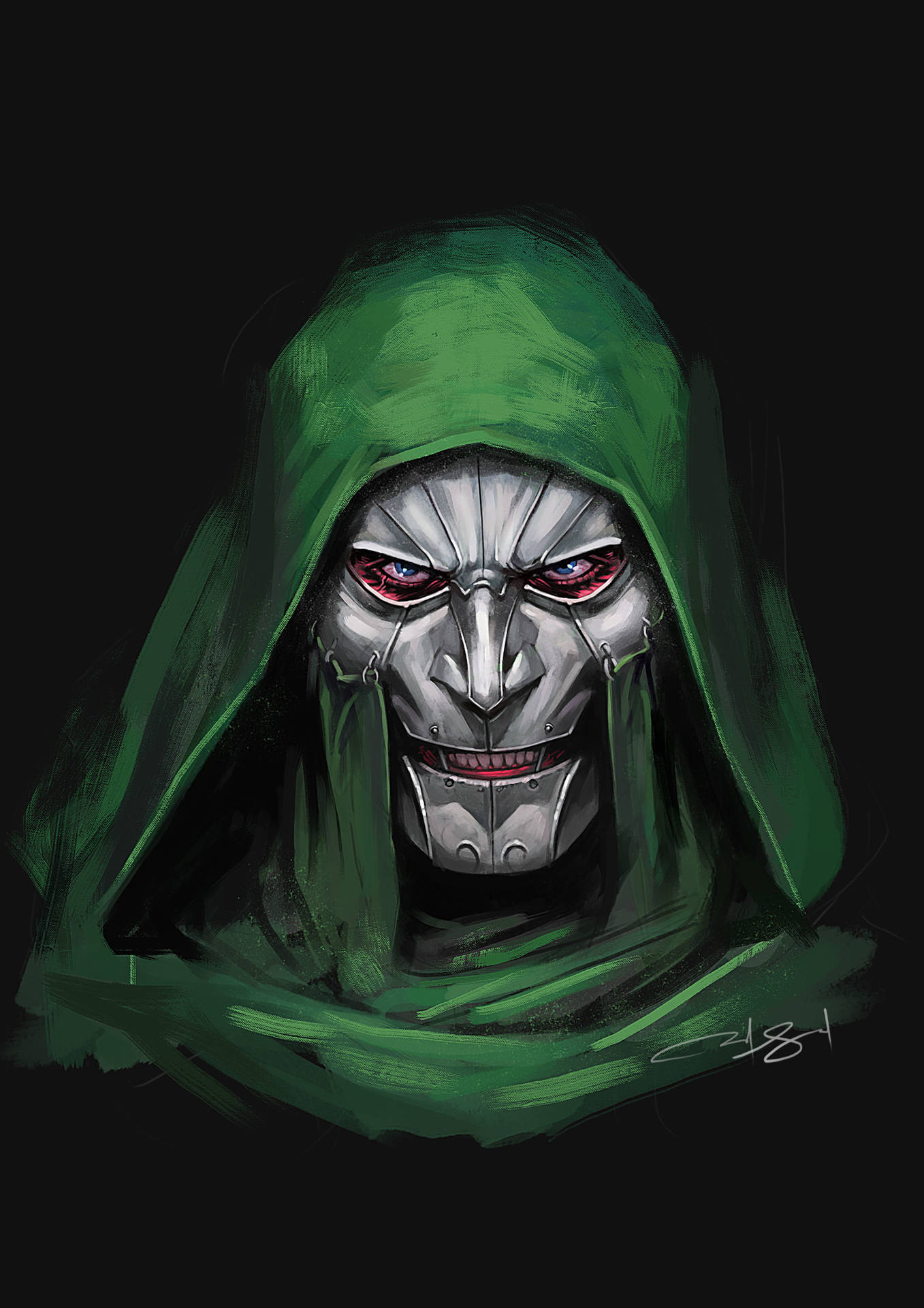 Doctor Doom Green Coat Painting Background