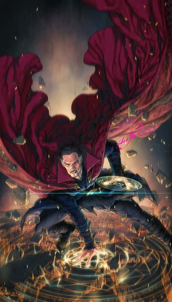 Doctor Strange - A Comic Book Character Flying Through The Air