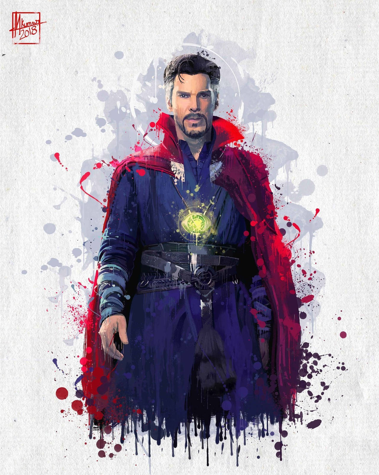 Doctor Strange Watercolor Splatter Background