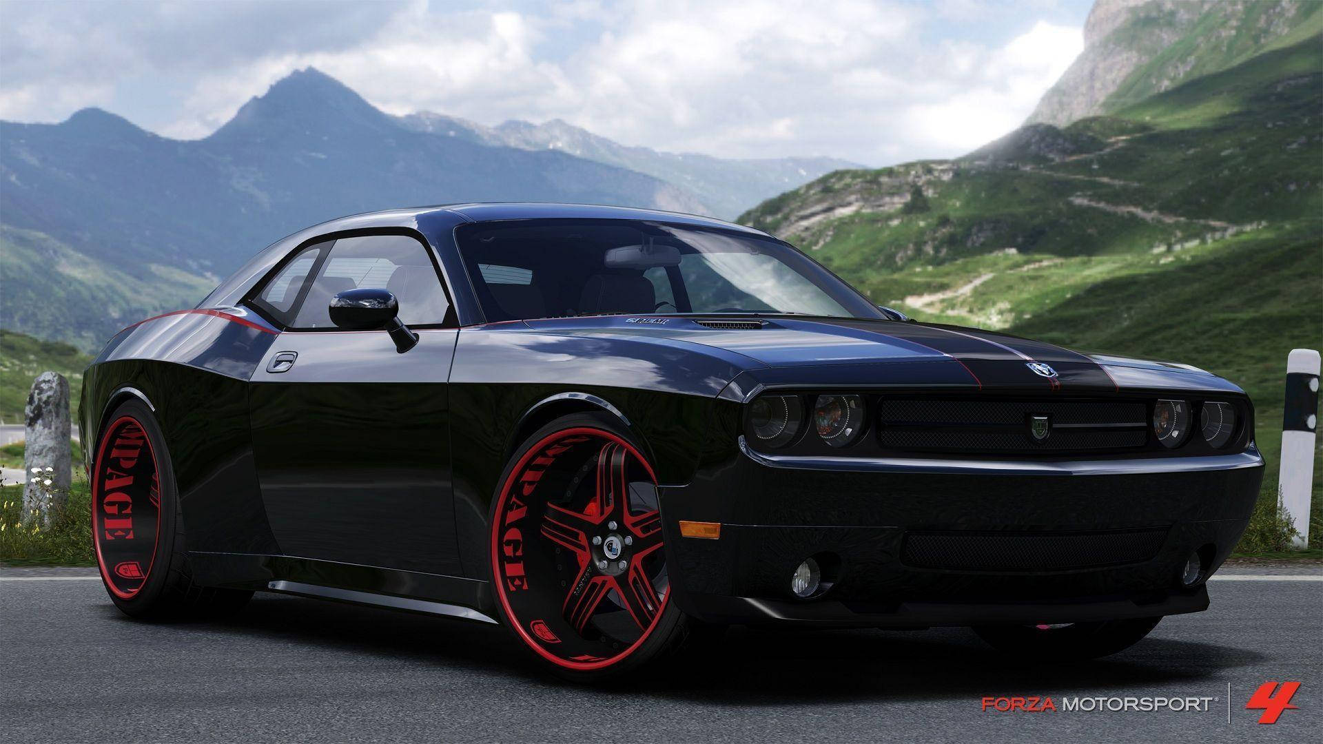 Dodge Challenger Custom Red Rim Background