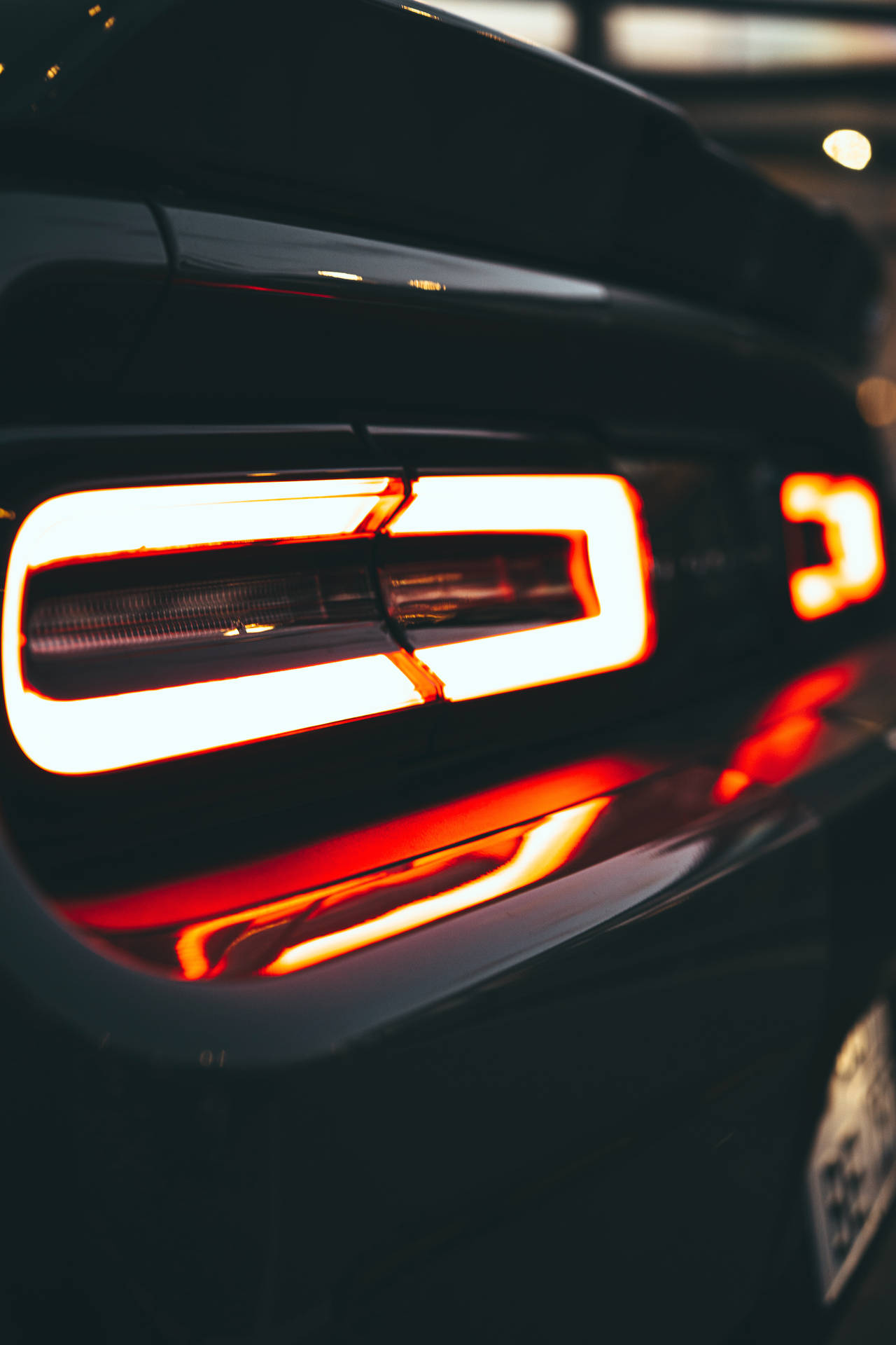 Dodge Challenger Glowing Rear Light Background