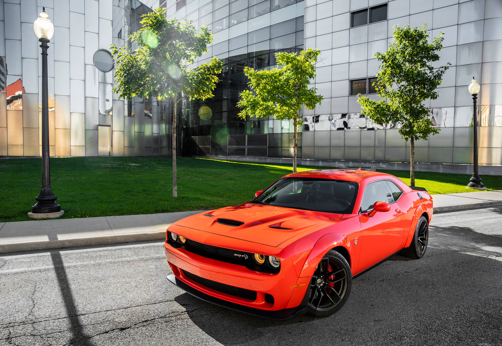 Dodge Challenger Go Mango Color Background