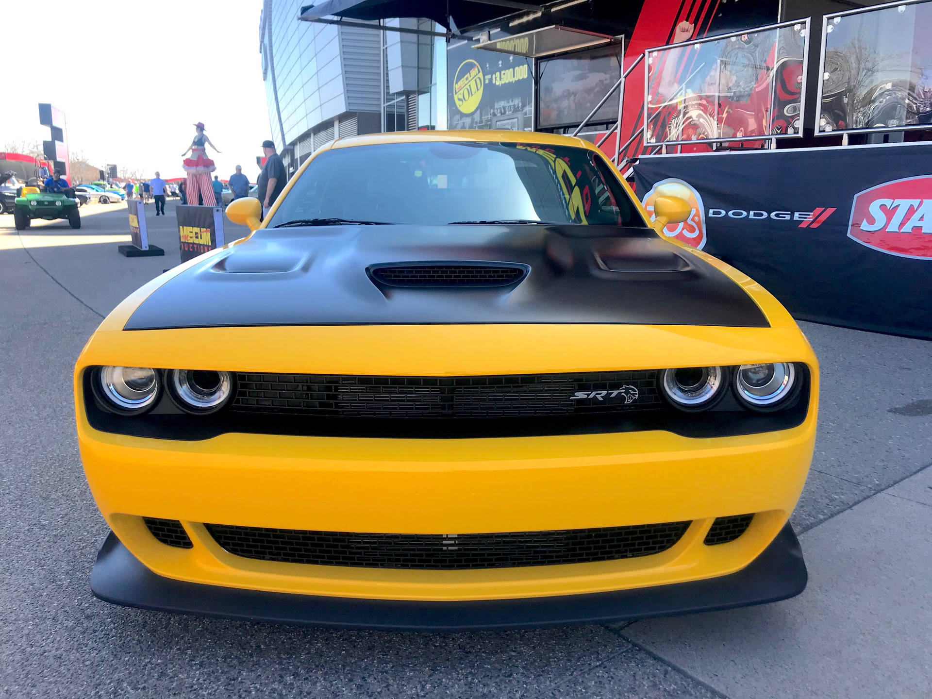 Dodge Challenger In Black And Yellow Background