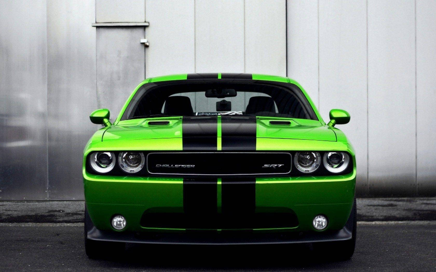 Dodge Challenger In Candy Green Paint Background