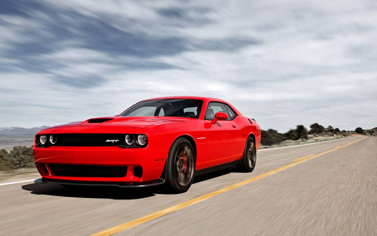 Dodge Challenger In Red Paint Background
