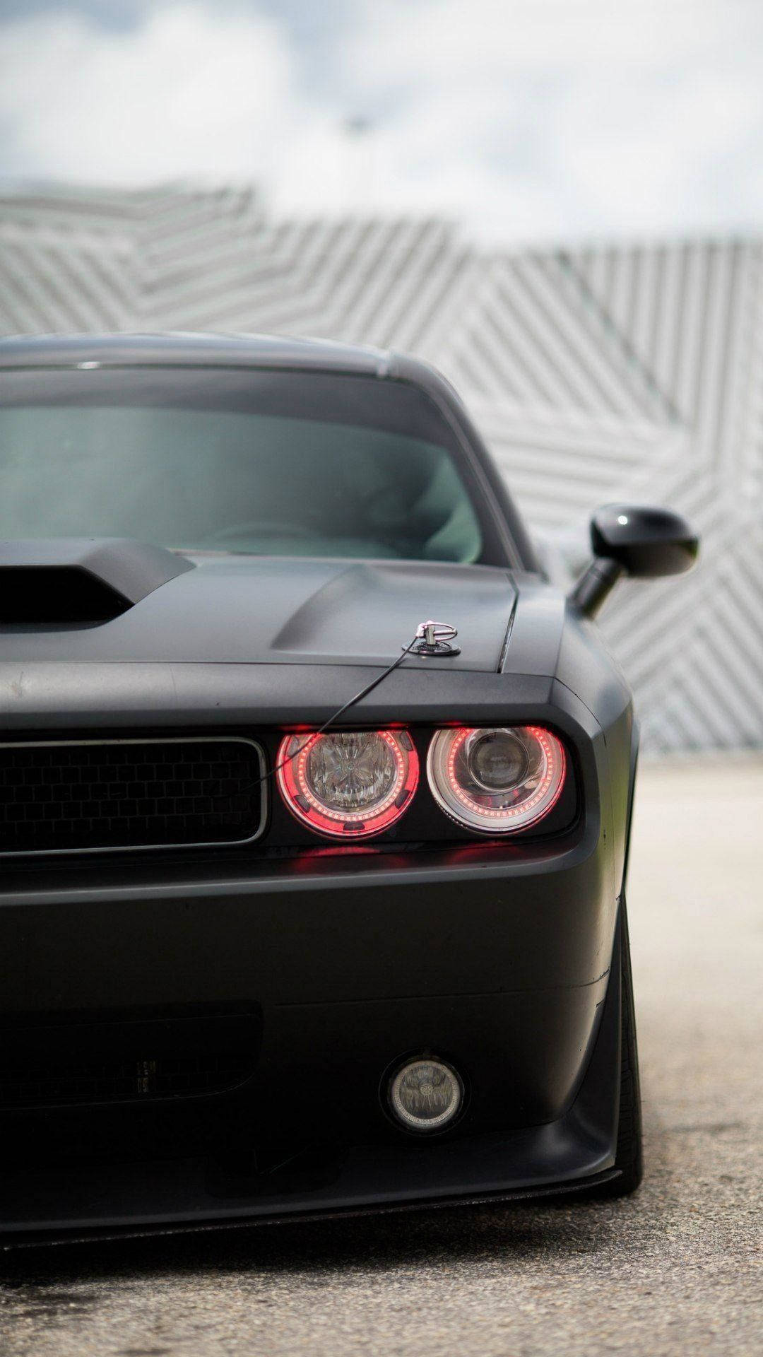 Dodge Challenger In Satin Black Background