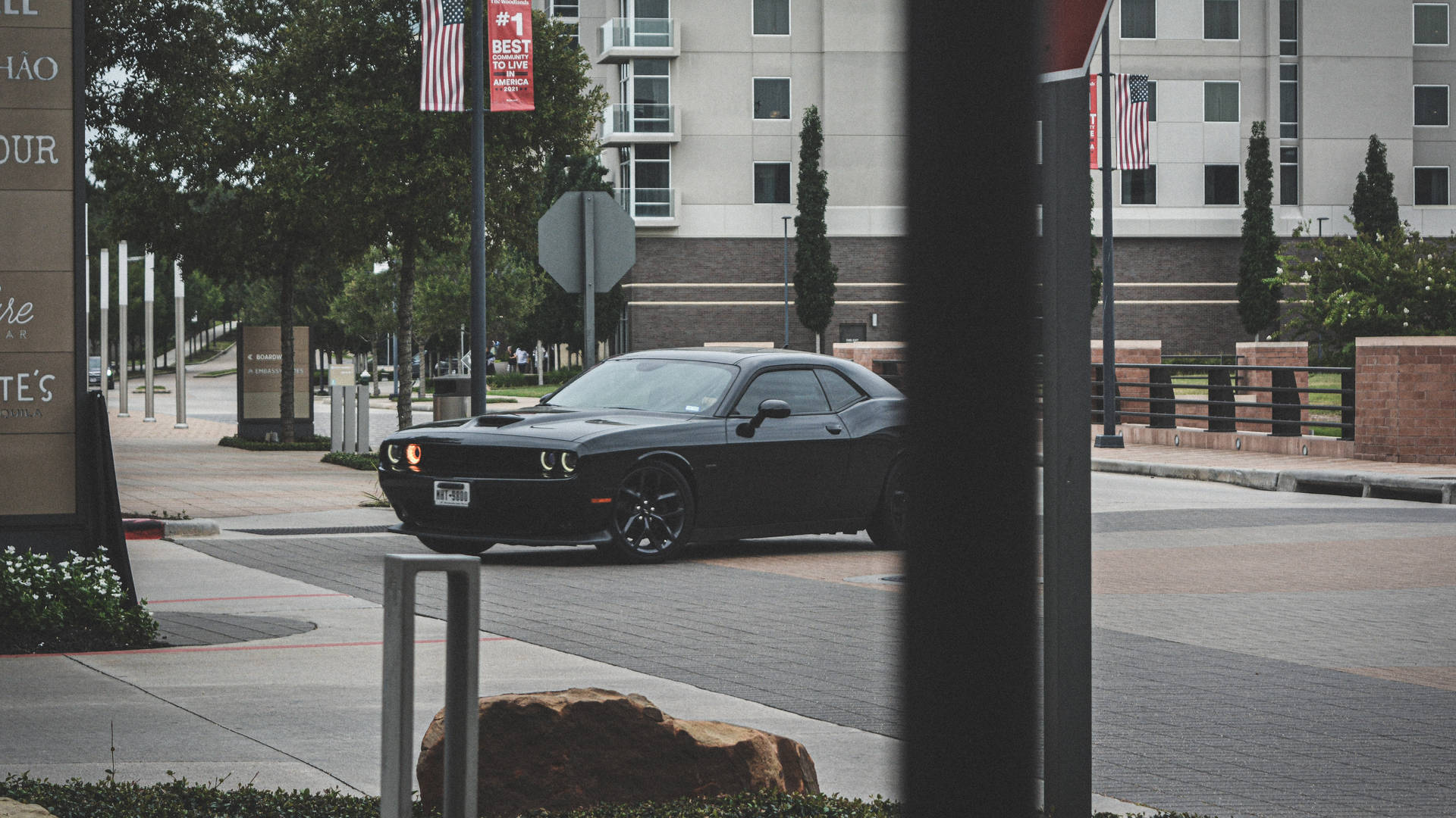 Dodge Challenger In The City Background