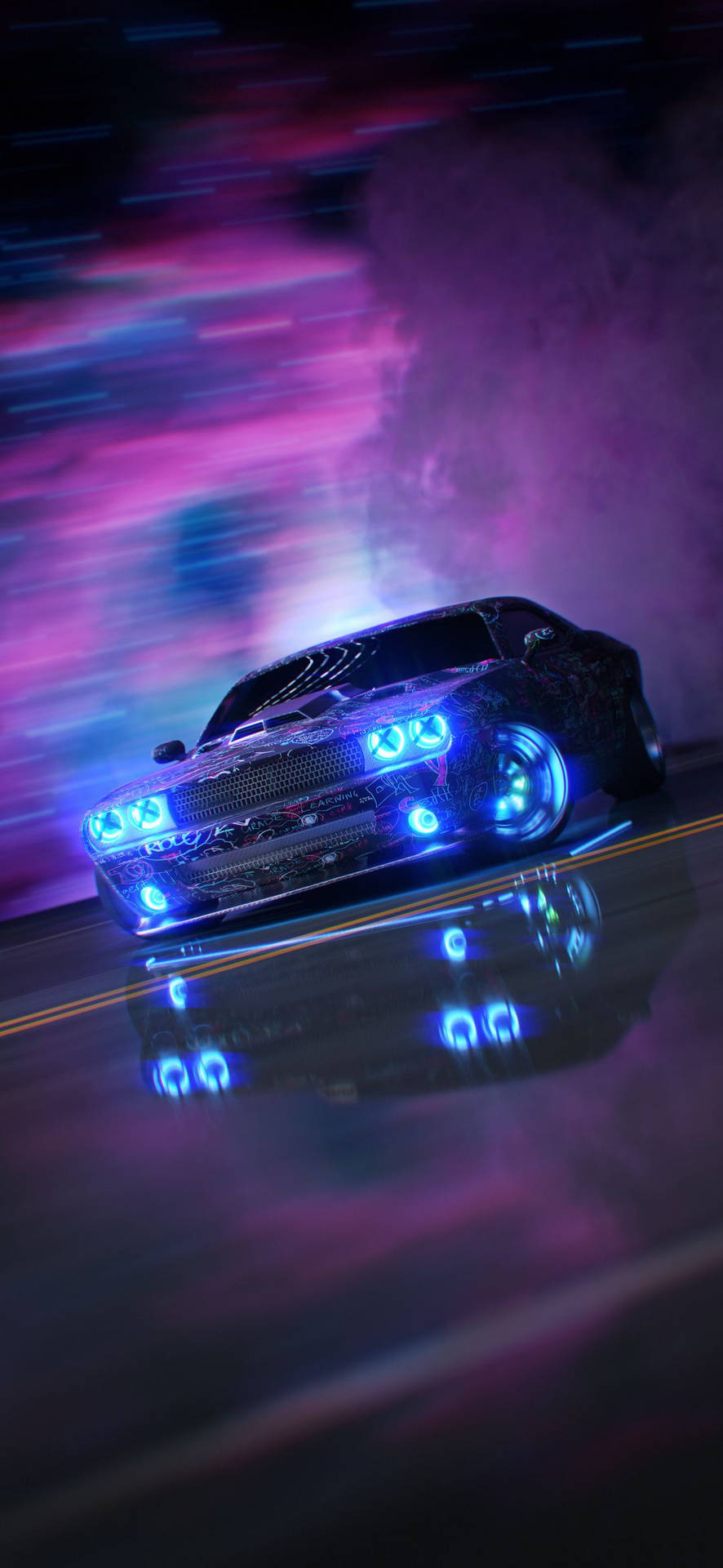 Dodge Challenger Neon Phone Background