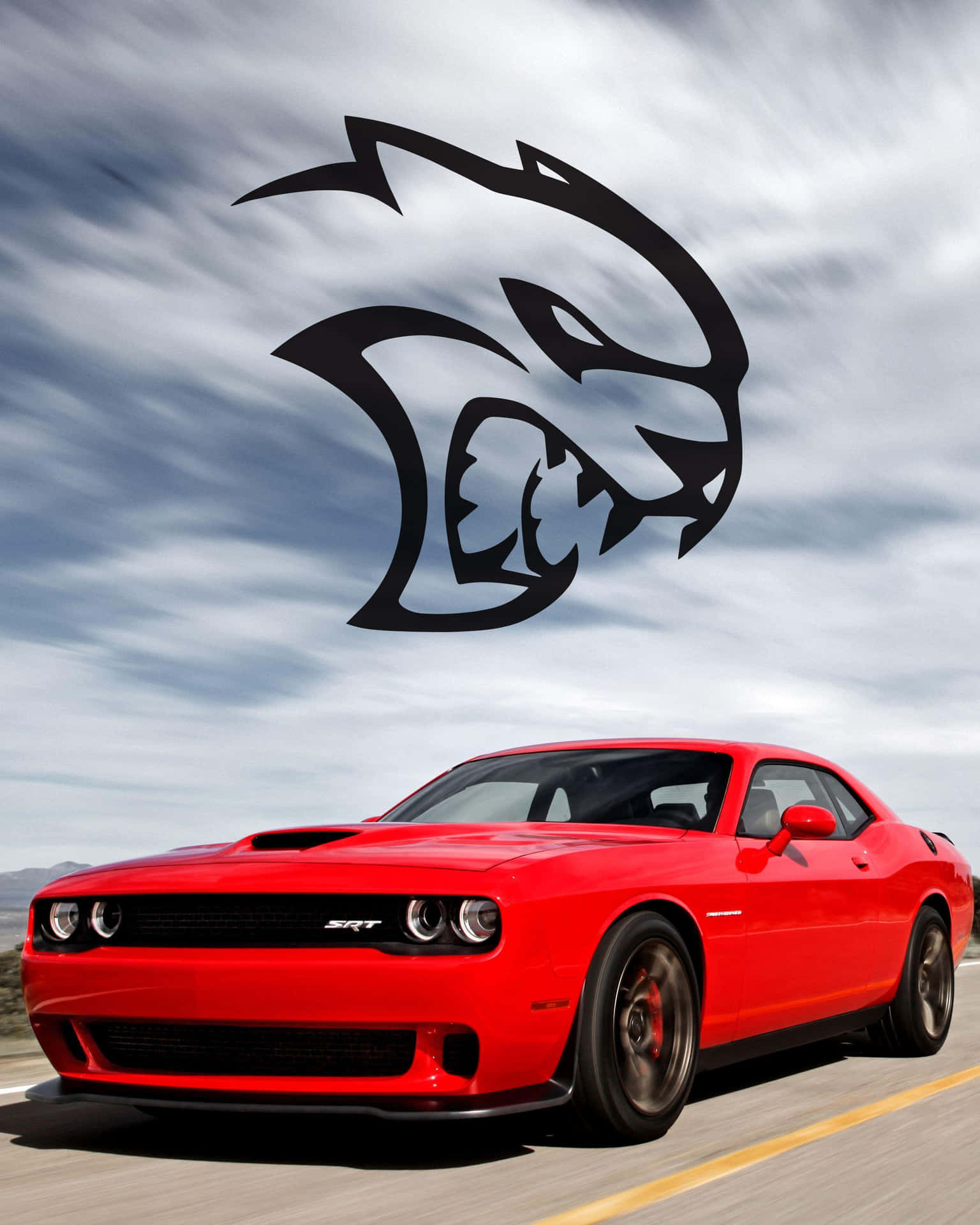 Dodge Challenger Srt - A Red Car With A Tiger Logo