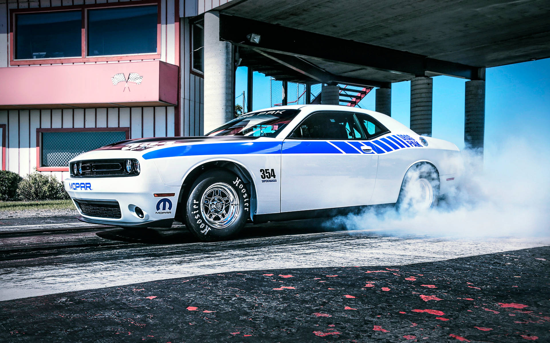 Dodge Challenger With Custom White Paint Background