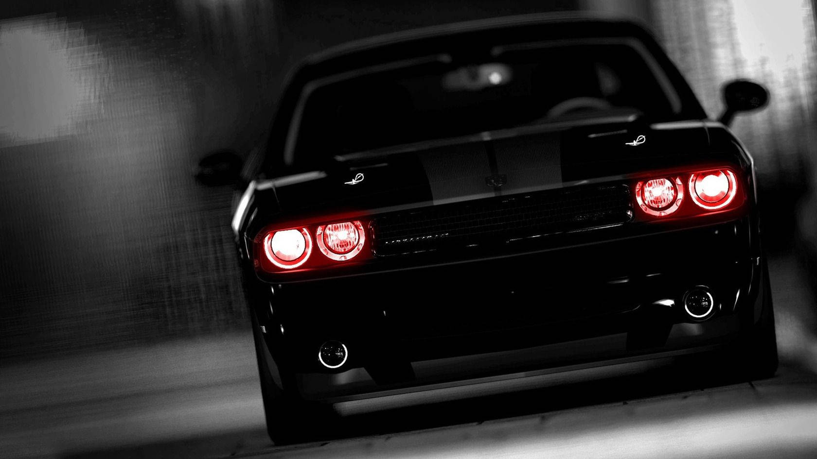 Dodge Challenger With Headlights Background