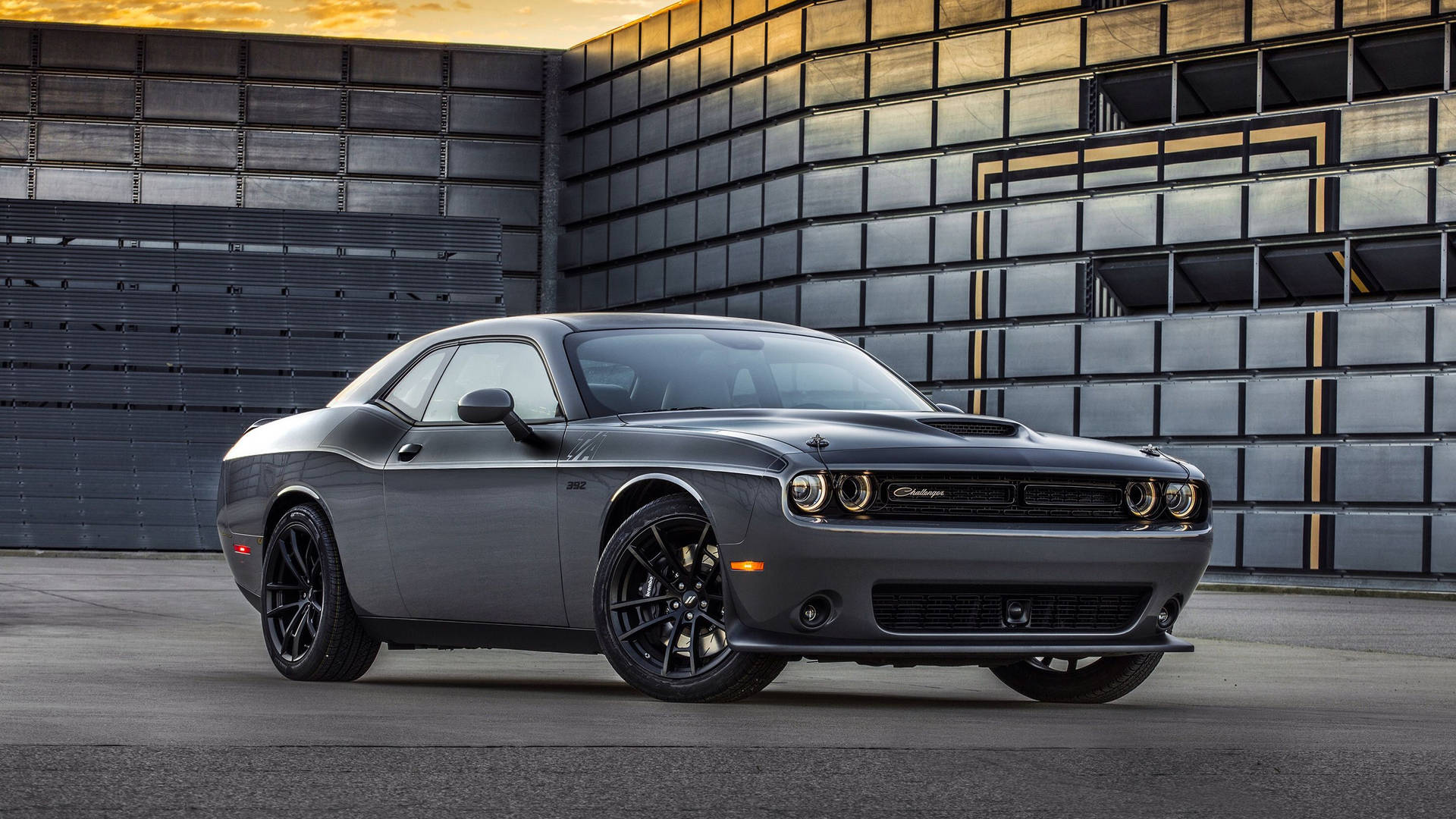 Dodge Challenger With Wide Body Design Background