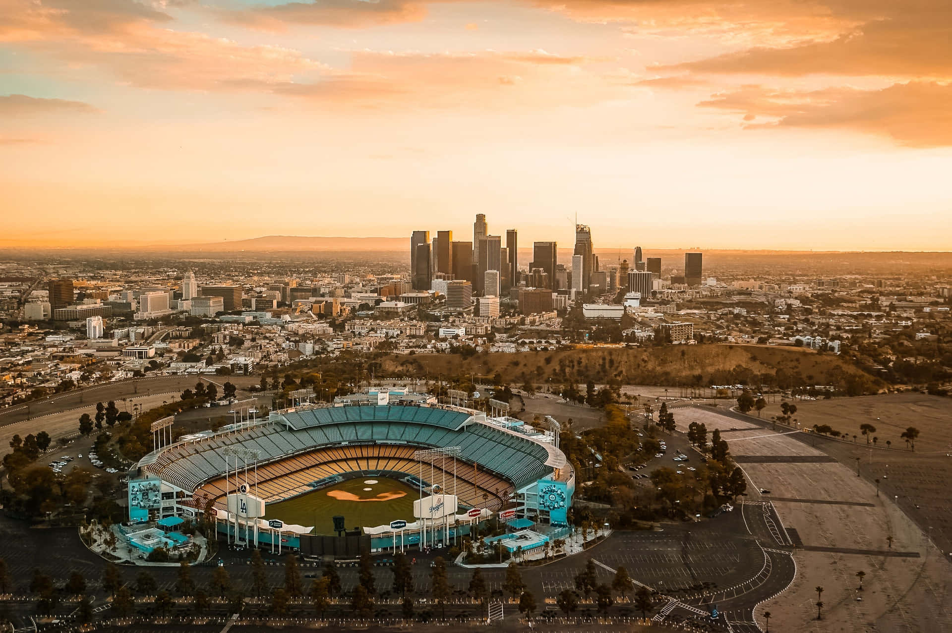 Dodger Stadium Bird's Eye View Background