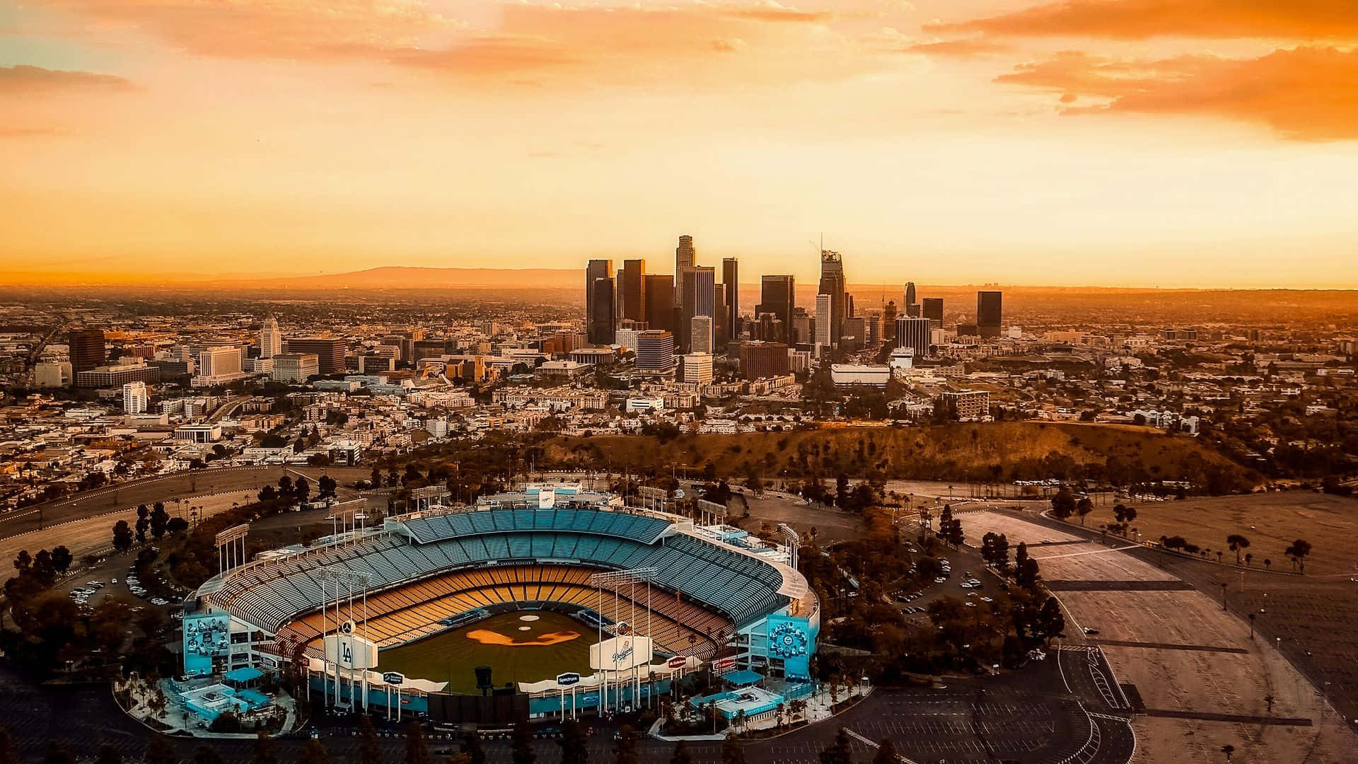 Dodger Stadium Los Angeles Skyline Background