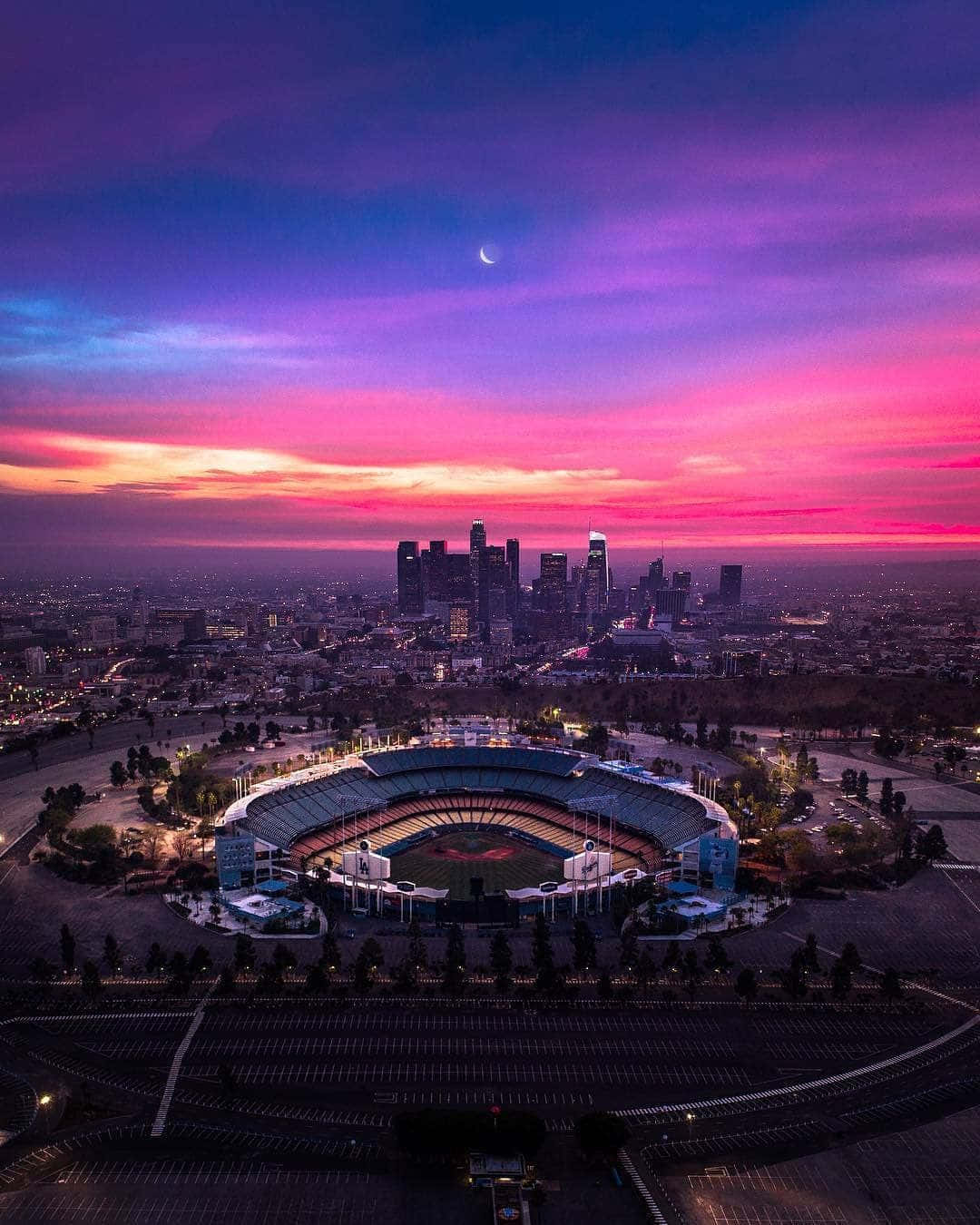 Dodger Stadium Rainbow Sky Background
