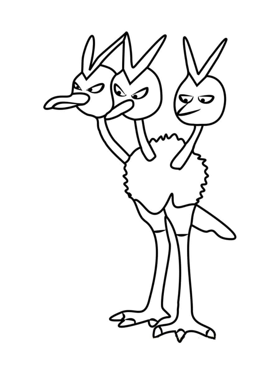 Dodrio Black And White Illustration