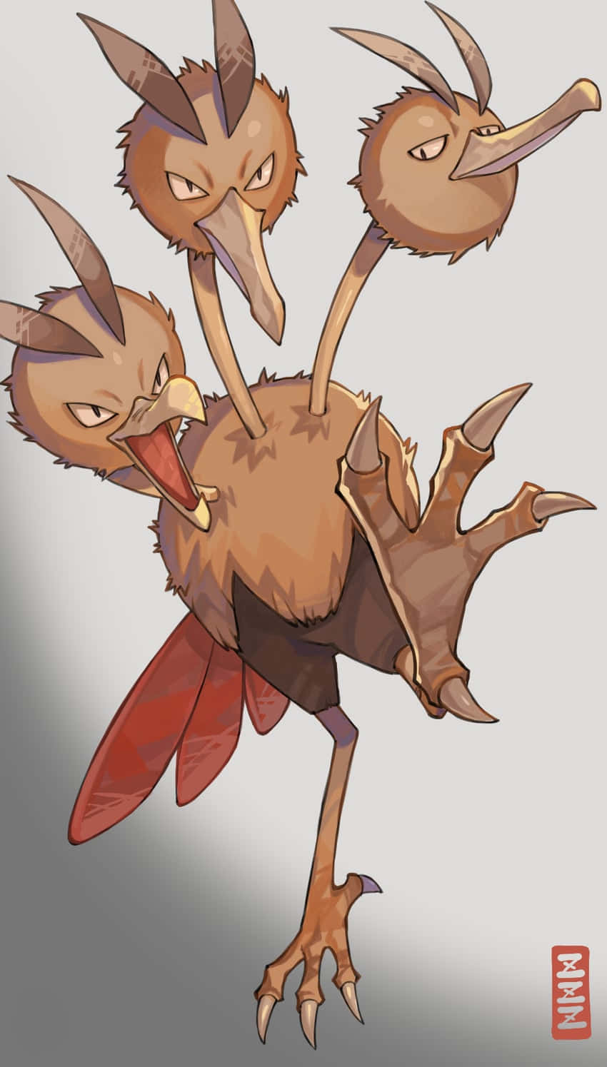 Dodrio Pokemon Fanart Portrait Background