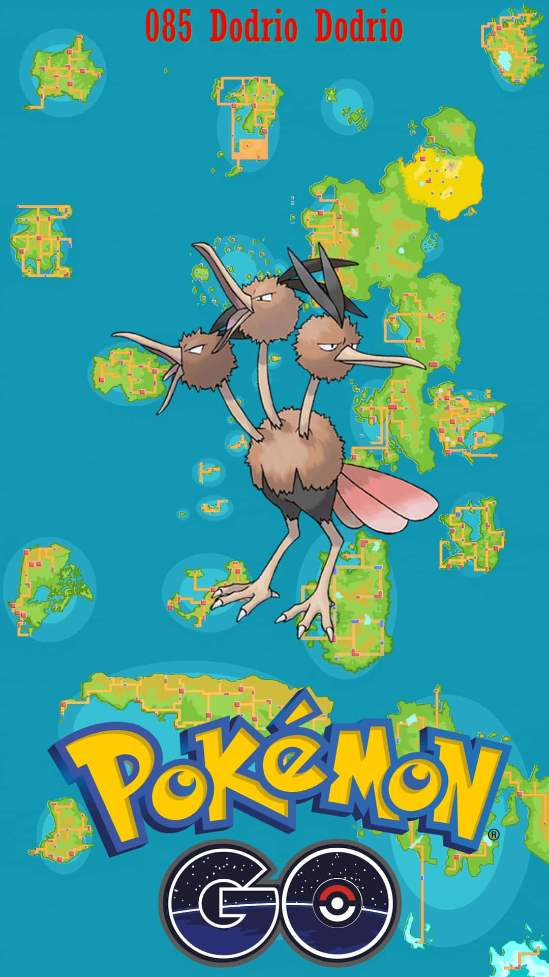 Dodrio Pokemon Go Blue And Green Background