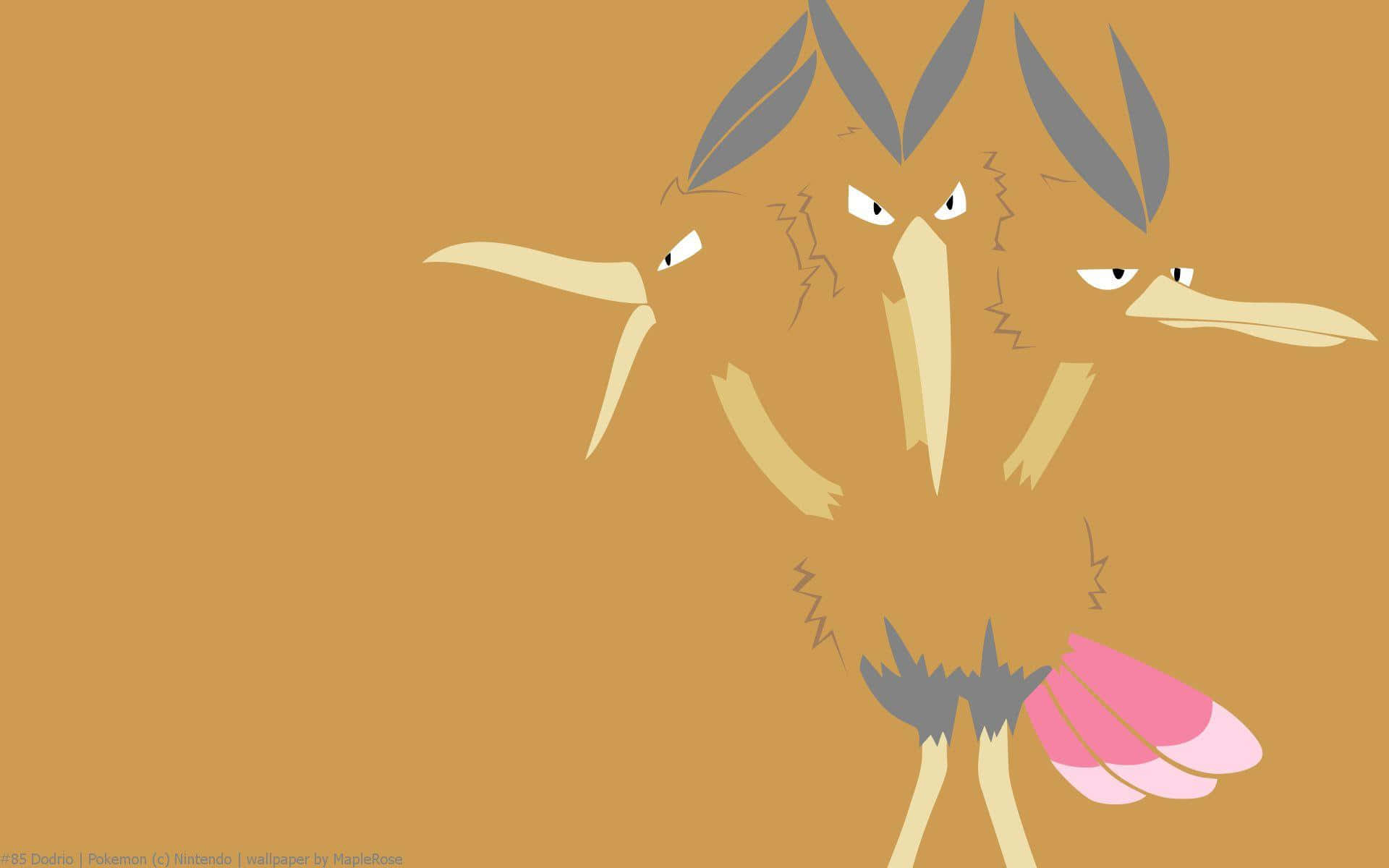 Dodrio Pokemon Vector Art Tan Background