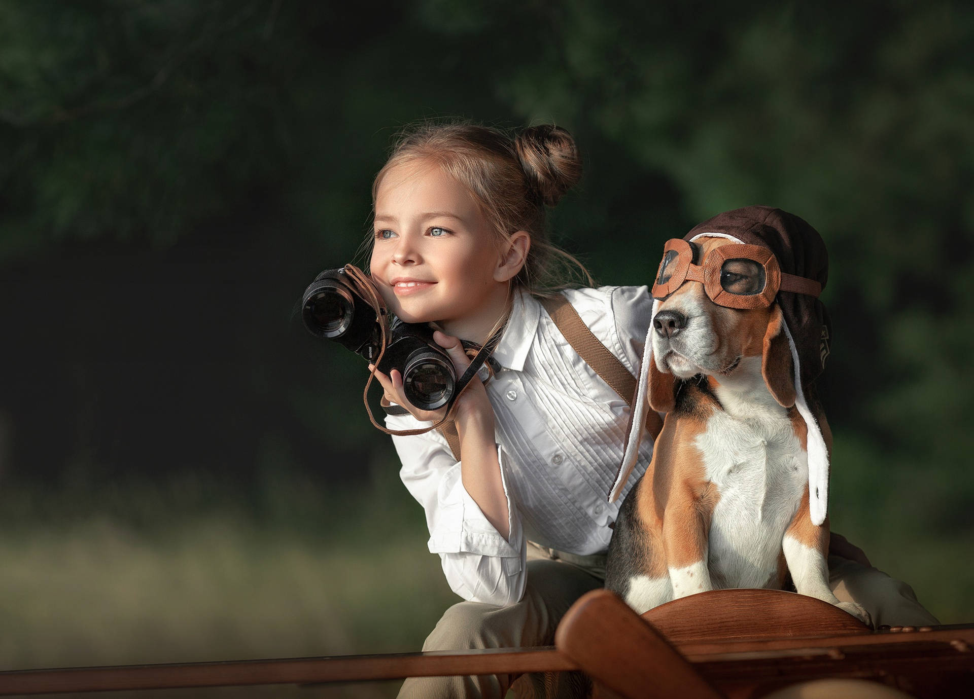 Dog And Girl Happy Moment Background