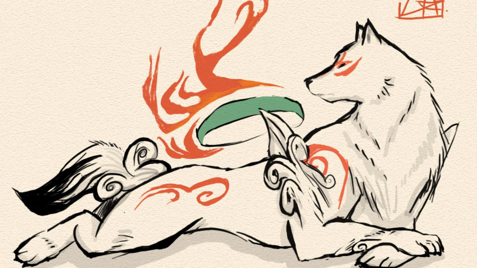 Dog Drawing Fire In Mouth Okami Hd Background