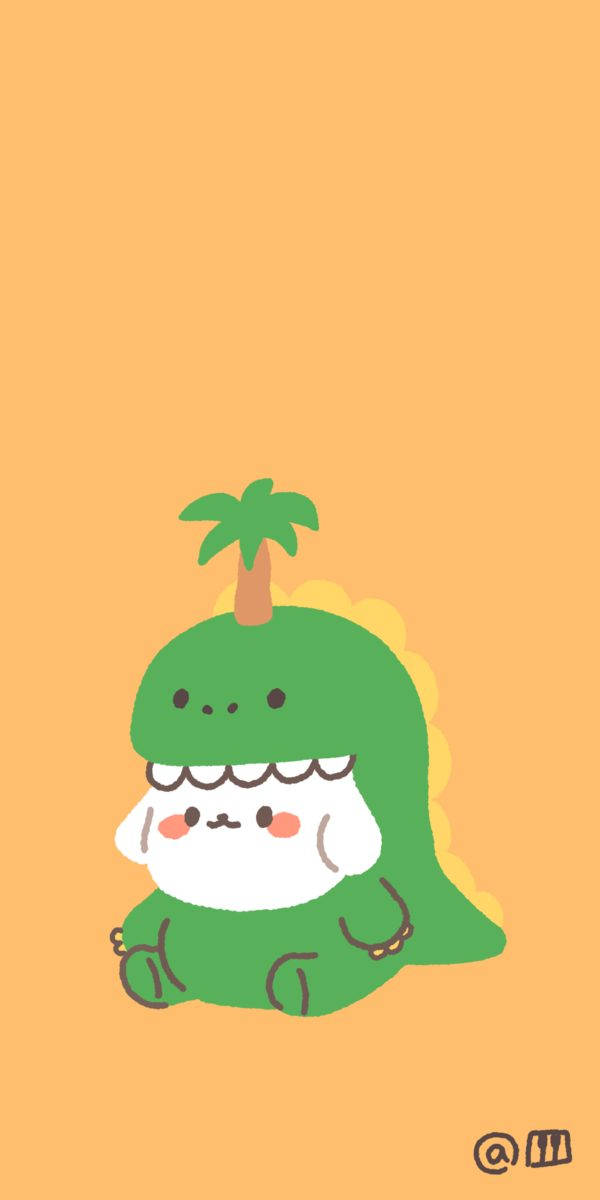 Dog In Mascot Dino Kawaii Iphone Background