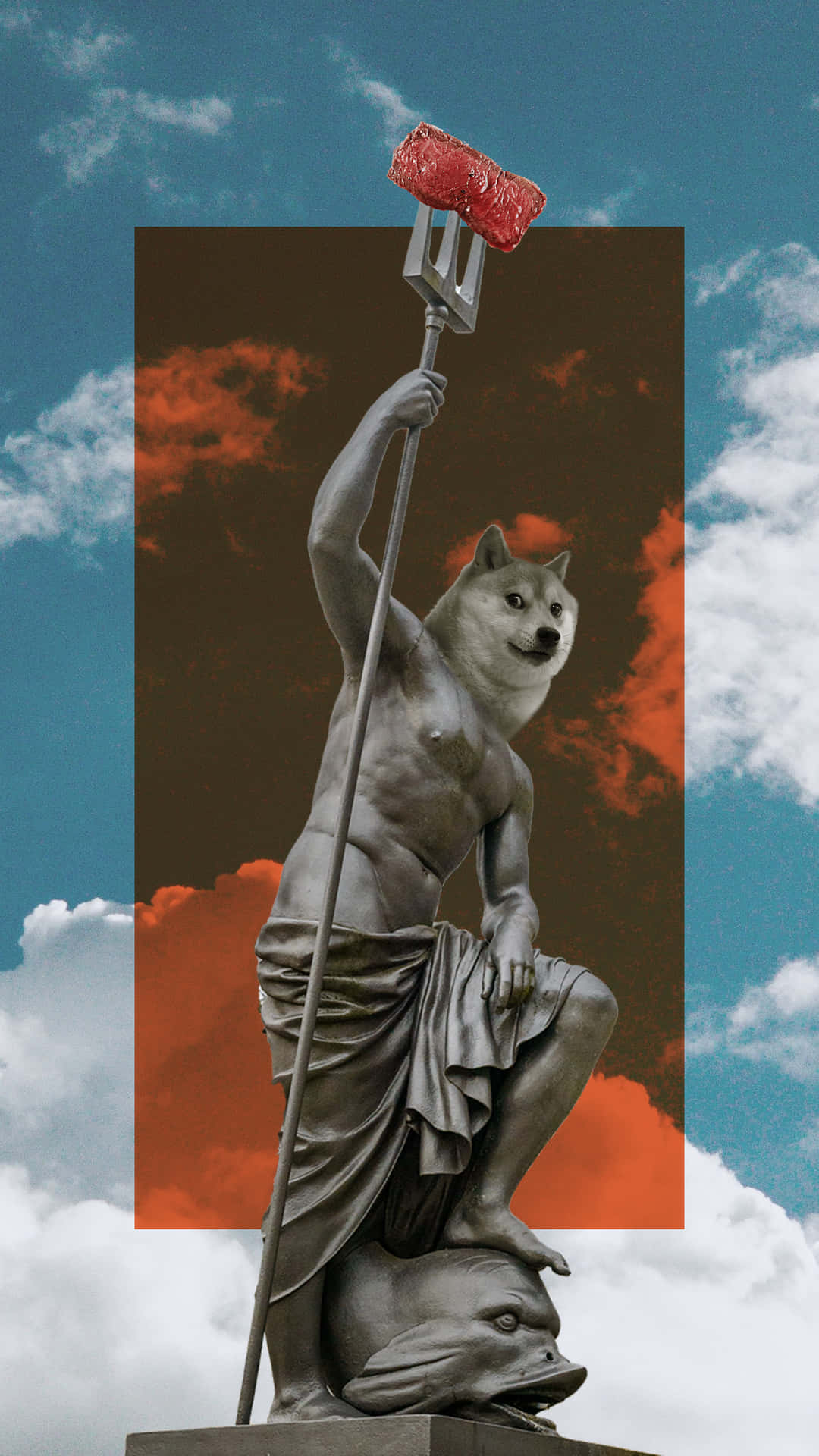 Doge Statue With Trident Background