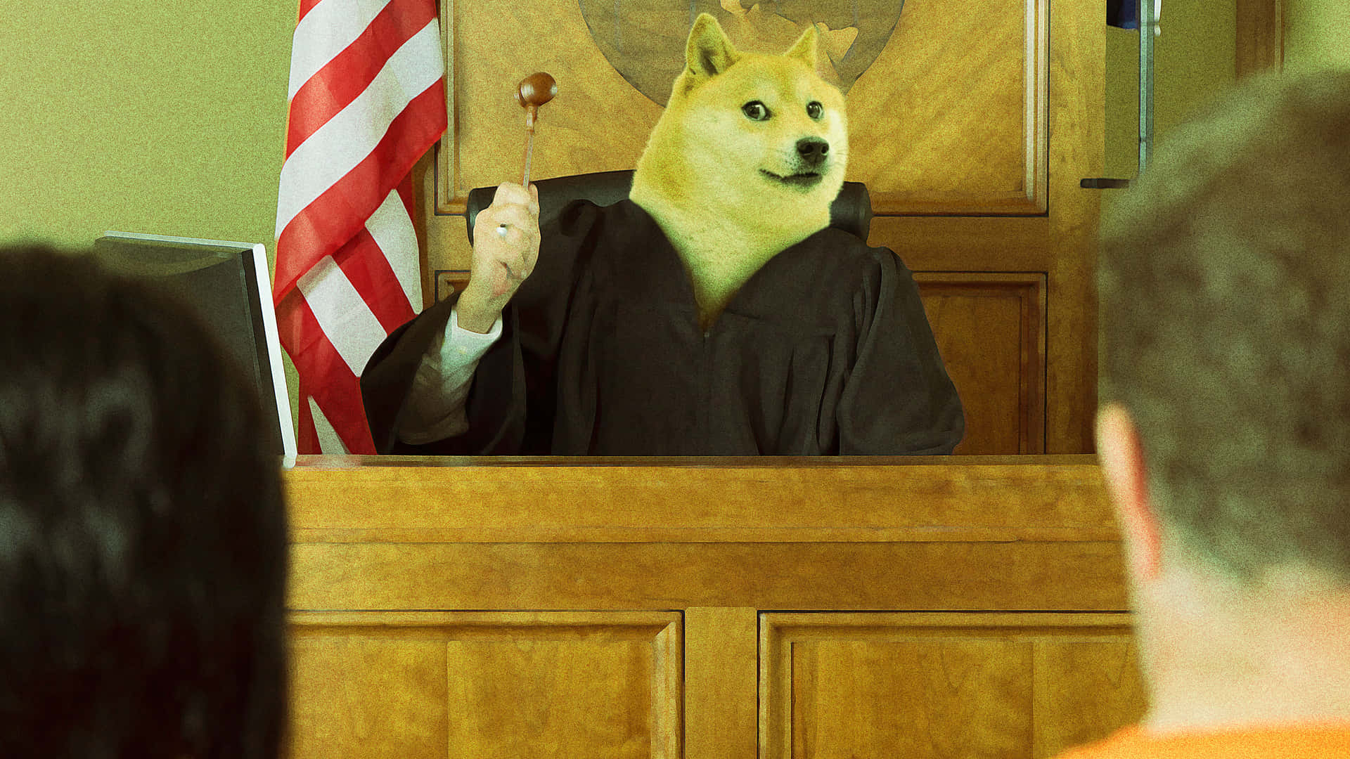 Doge Wearing Judge Robe And Glasses Background