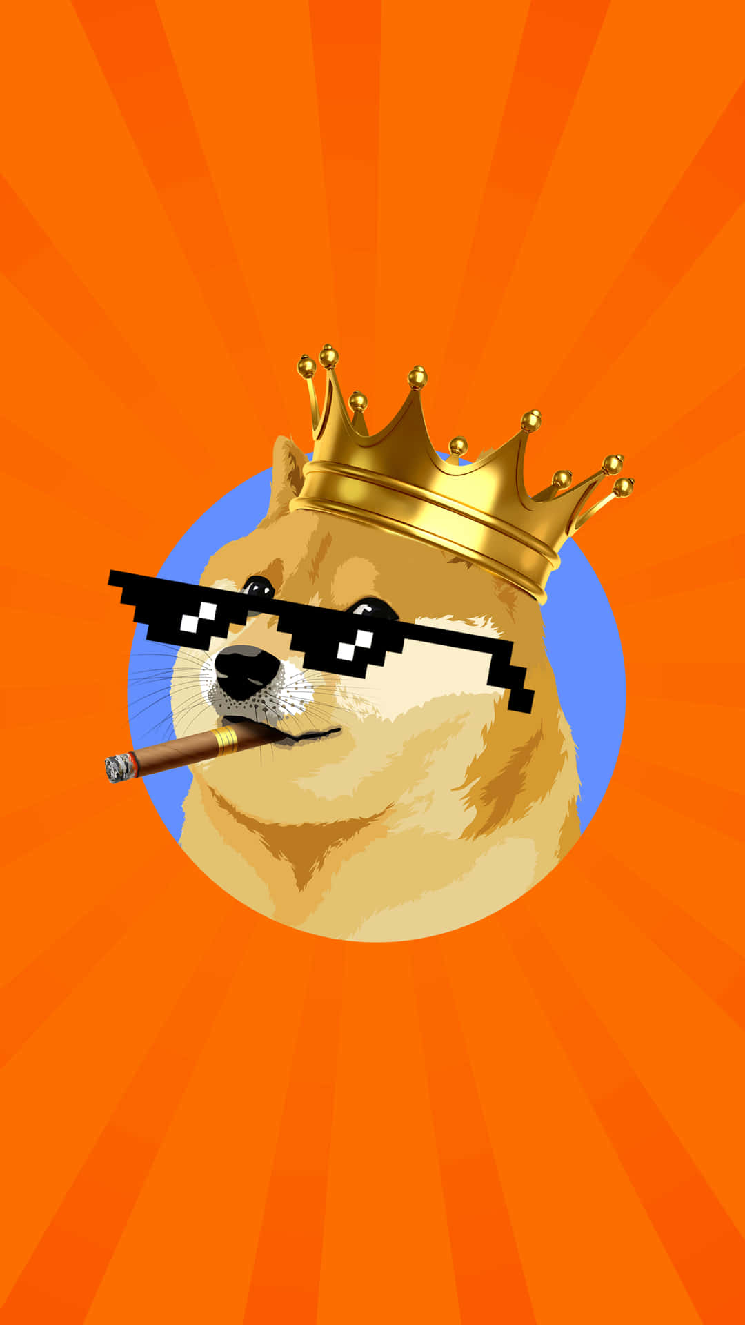 Doge With Crown On Orange Background Background