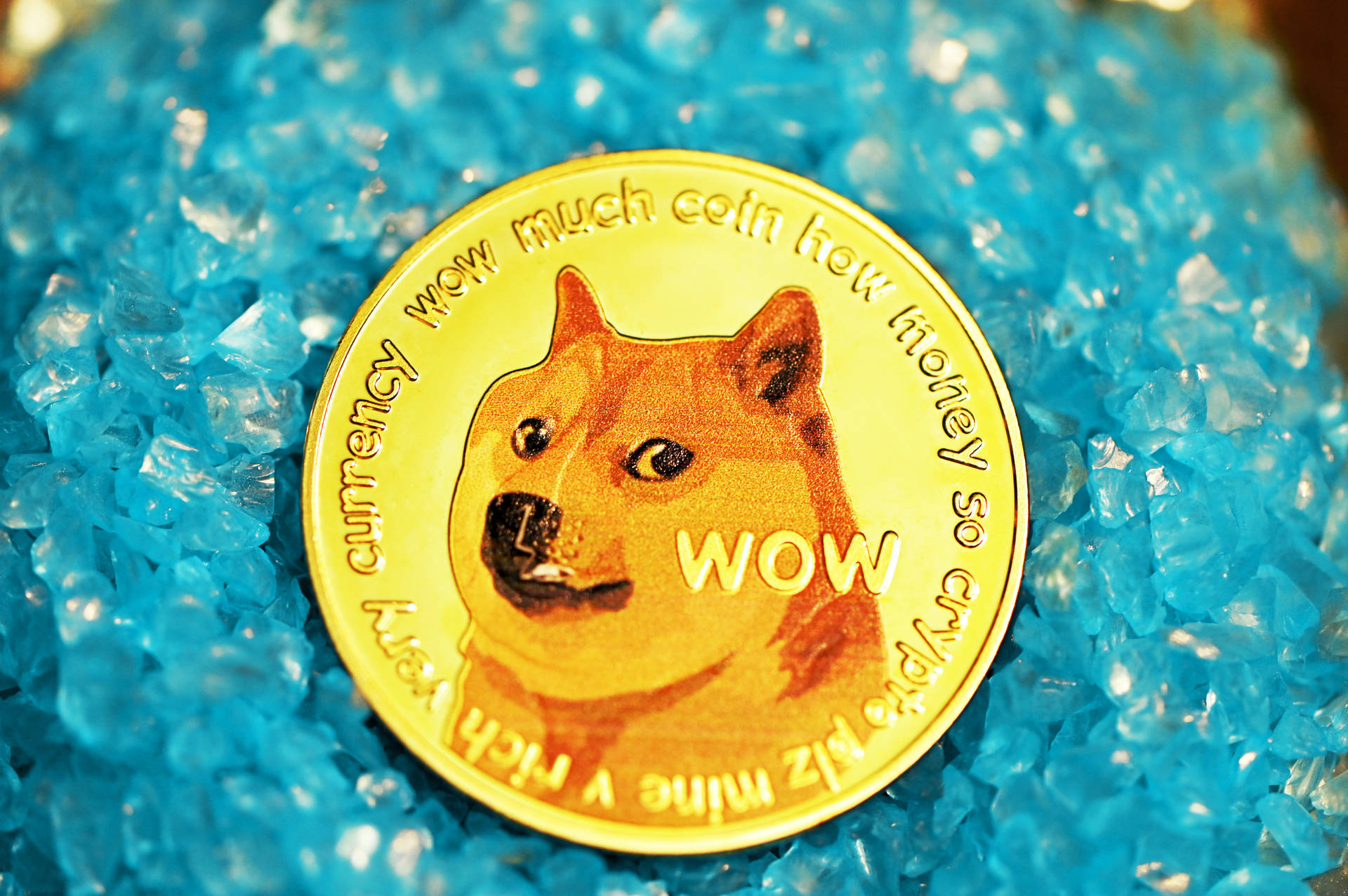 Dogecoin Aqua Crystals Background