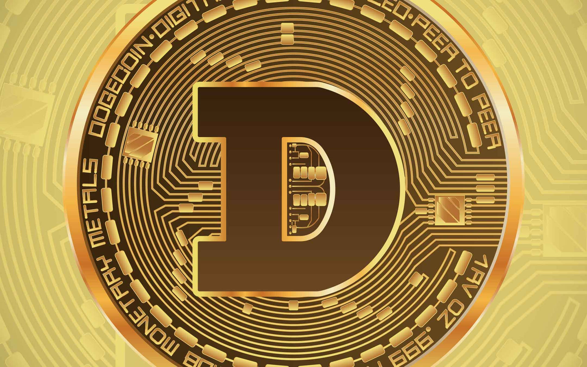 Dogecoin Circuit Board Pattern Background