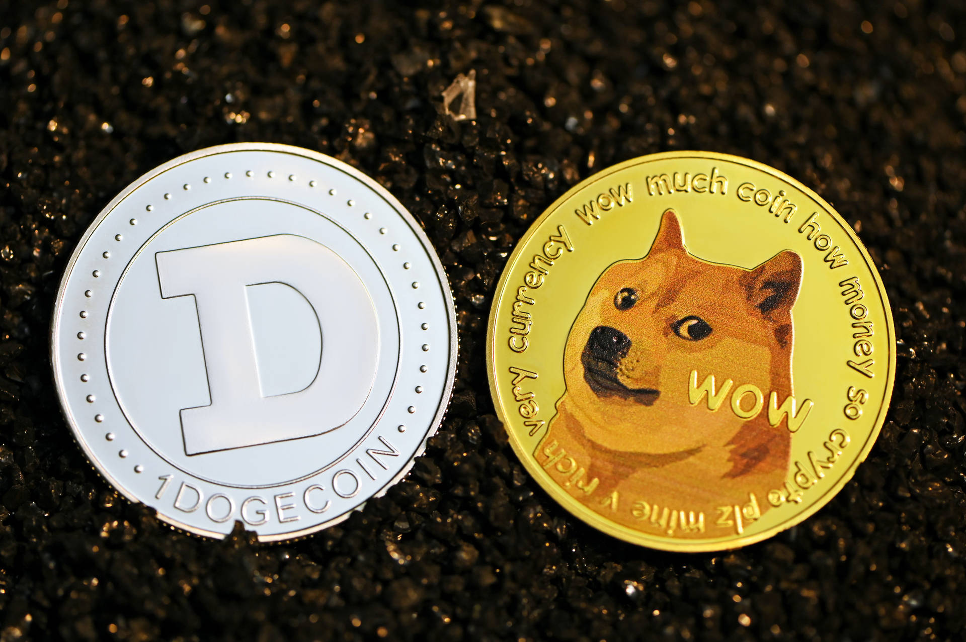 Dogecoin Silver Gold Tokens Background