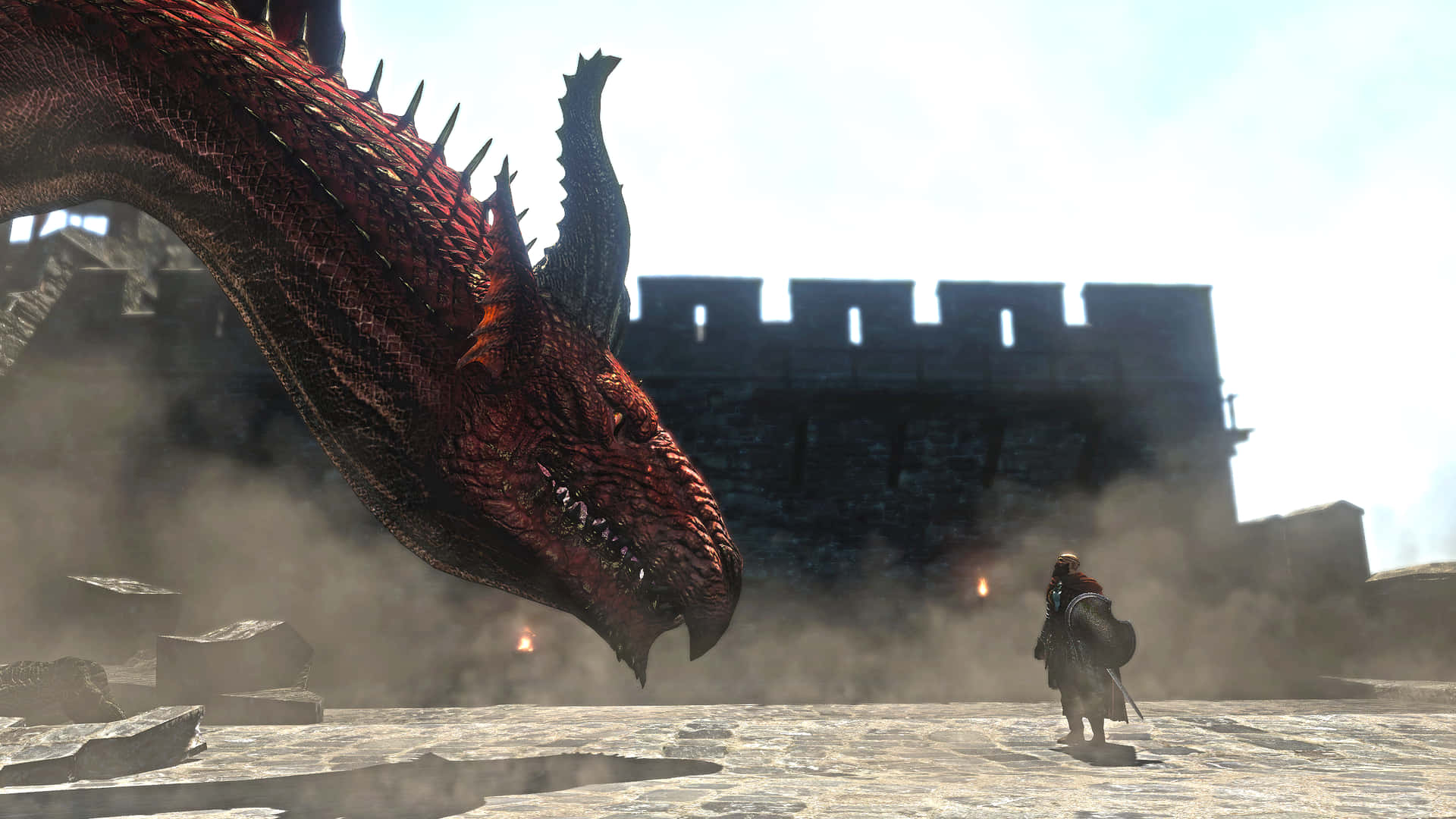 Dogmatic Warrior And Dragon Background