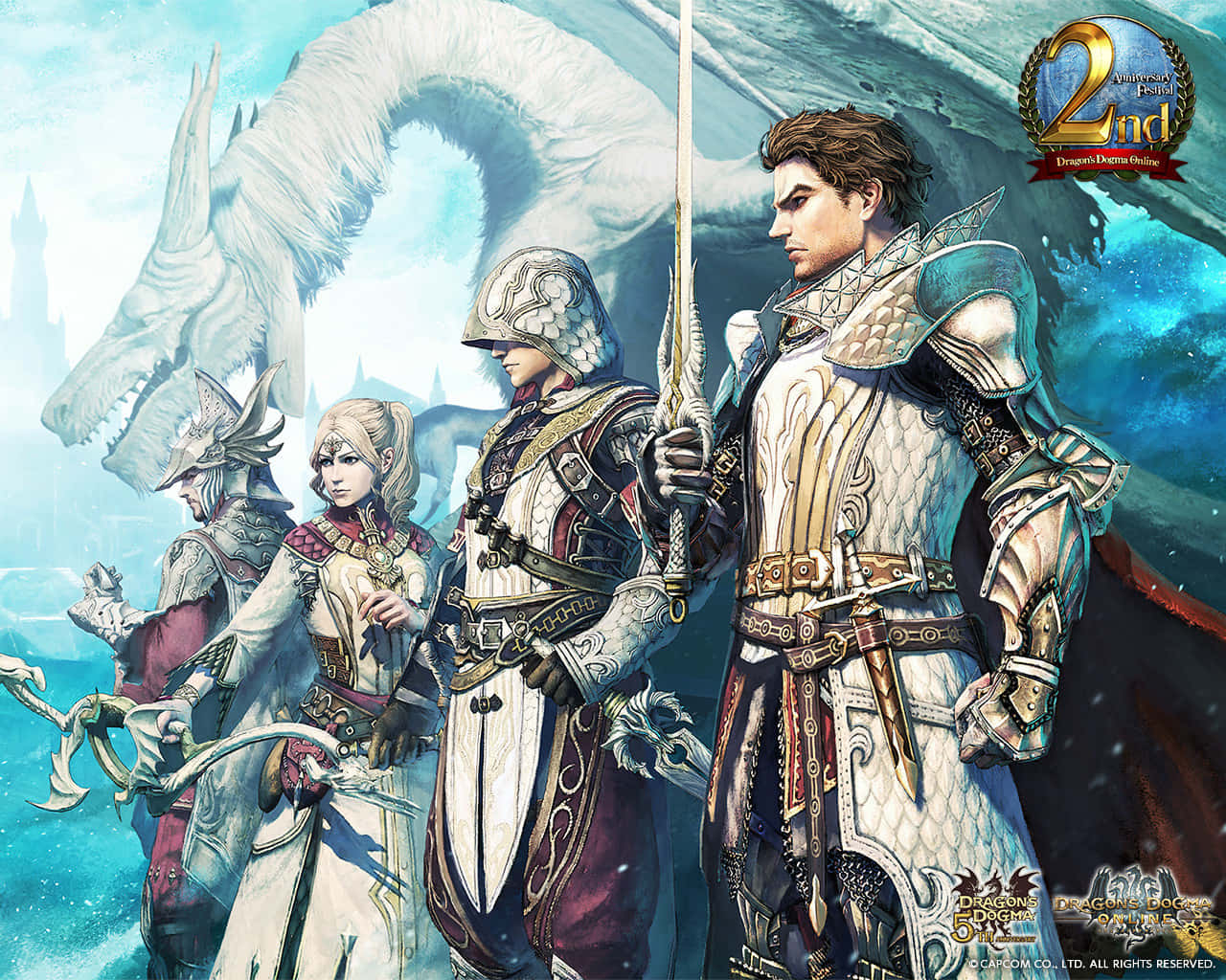 Dogmatic Warriors And A Dragon Background