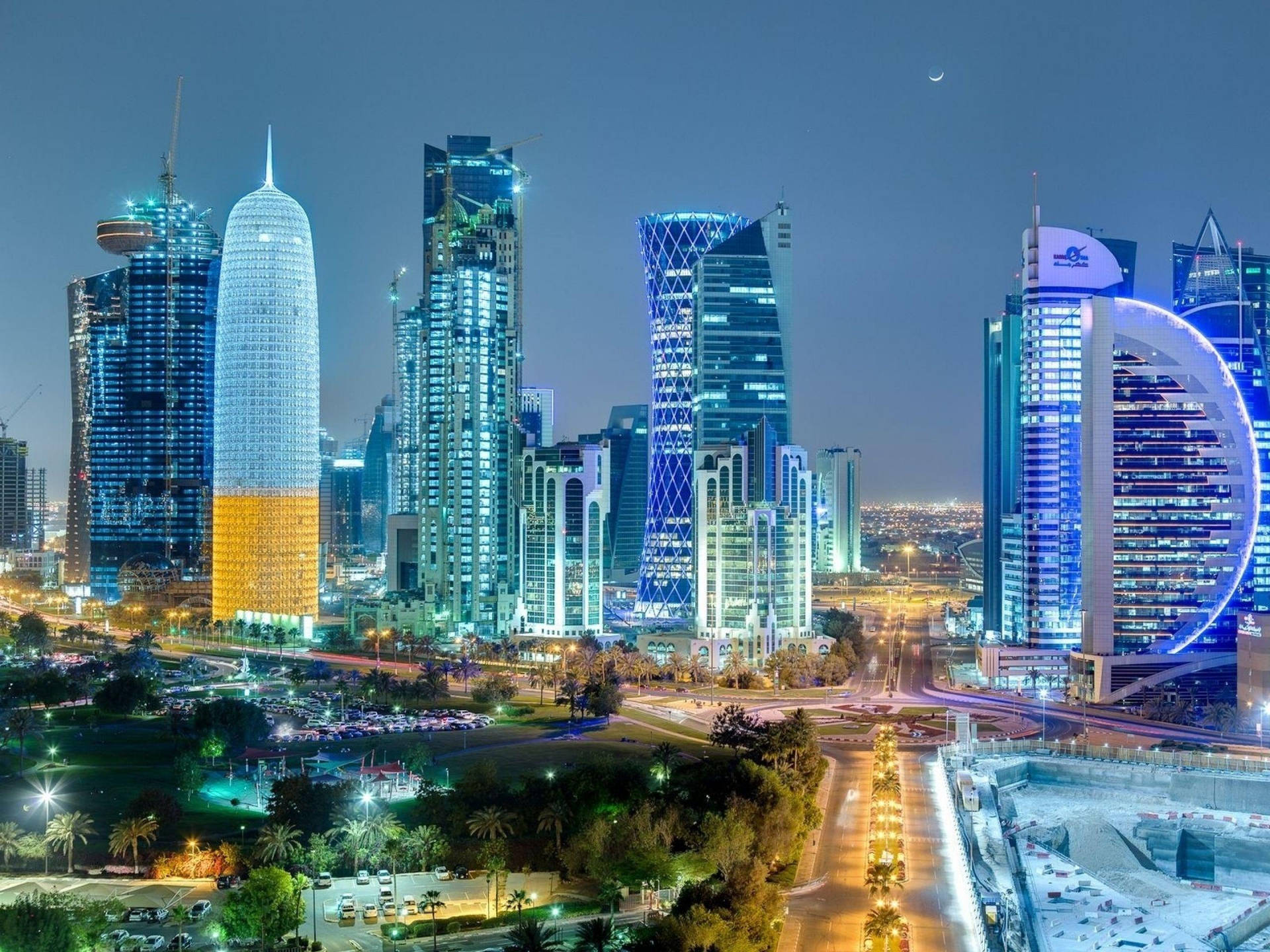 Doha City Blue Lights