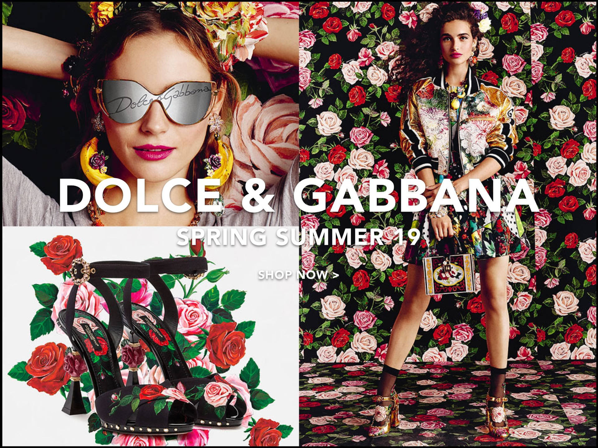 Dolce And Gabbana Model Posing With Flower Backdrop