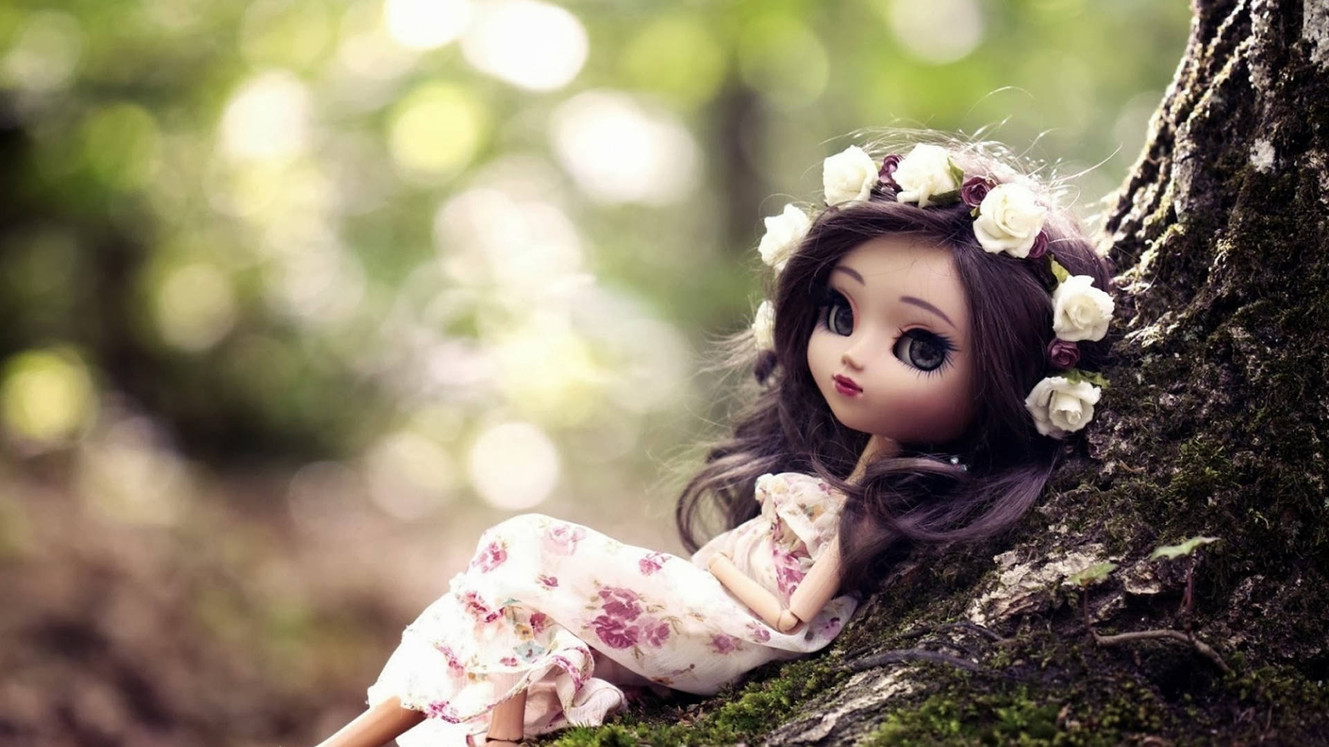 Doll Under A Tree Background