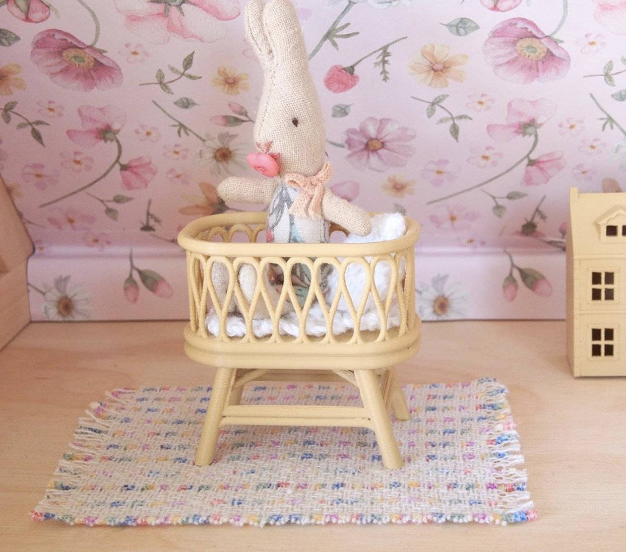 Dollhouse Bunny In A Crib Background