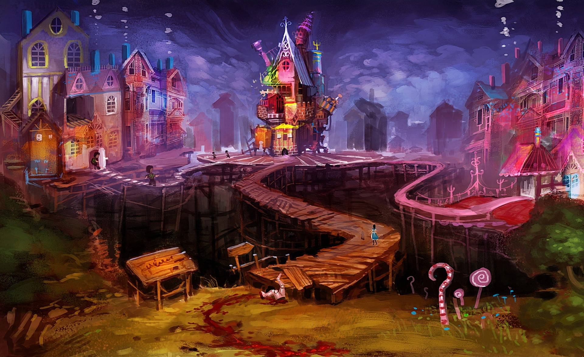 Dollhouse Halloween Candy Village Background