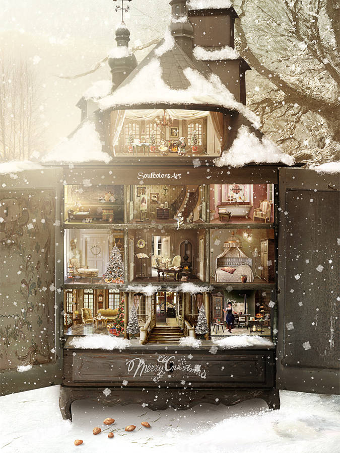 Dollhouse Winter Season Background