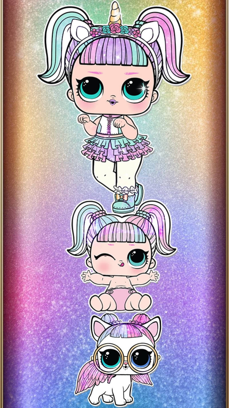 Dolls, Glitter, And Unicorns Background