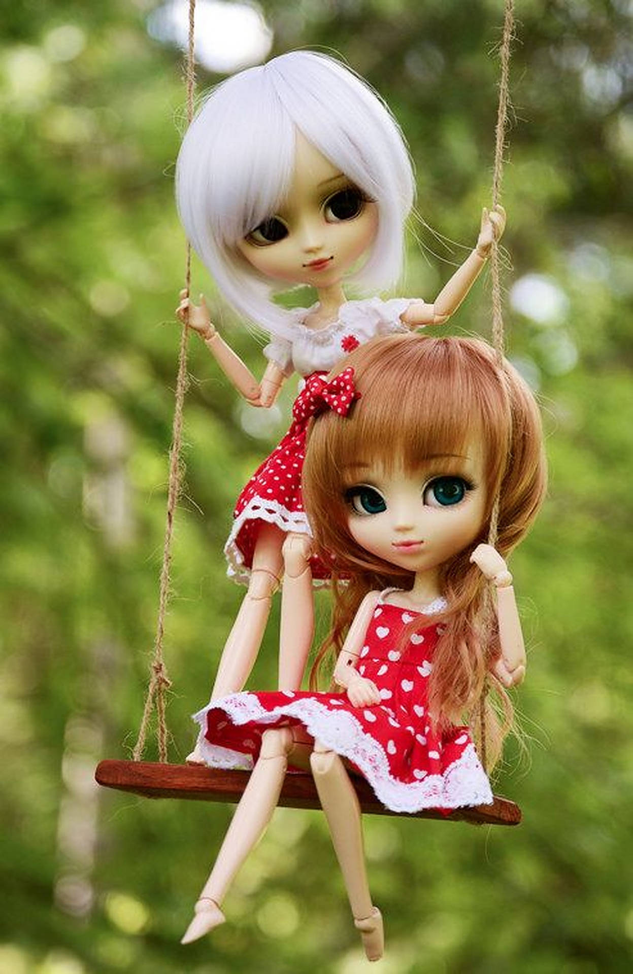 Dolls On A Swing Background