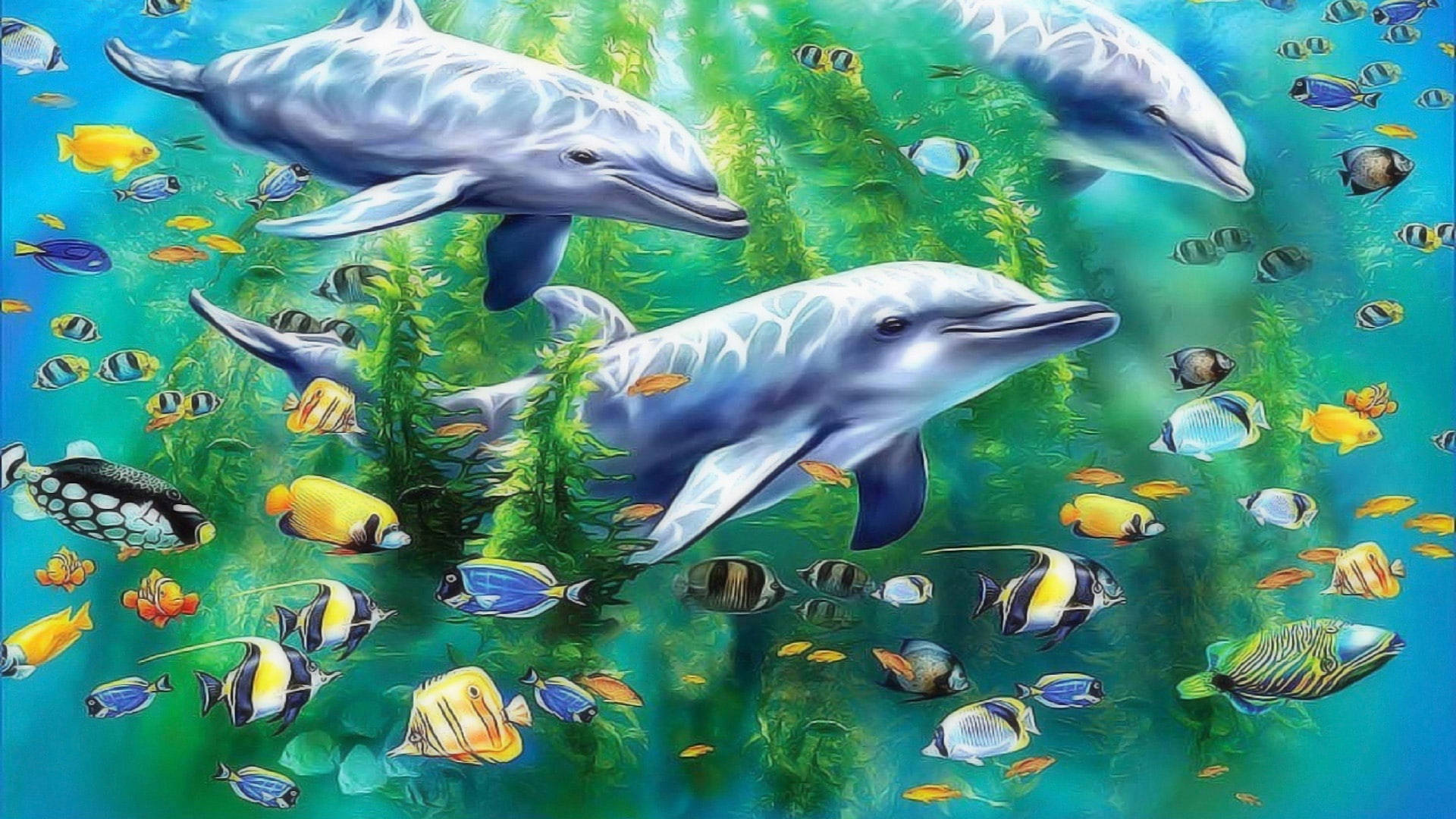 Dolphin Tropical Fish Background